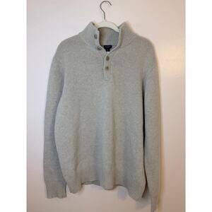 J. Crew Mens Button V-Neck Button Wool Blend Knit Pullover Light Academia XL